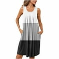 thumbnail image 1 of Tumotour Nightdress For Women Pockets Crew Neck Sleeveless Wide Strap Sleep Shirt Pleated Crew Neck Nightshirt Casual Splice Color Loose Comfortable Long Pajama Dress, 1 of 7