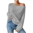 thumbnail image 1 of Tumotour Off The Shoulder Sweater for Women's Lightweight Long Sleeve Knit Tops Oversized Pullover Fall Outfits, 1 of 9