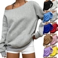 thumbnail image 1 of Tumotour Off The Shoulder Sweatshirts for Women's Plus Size Sport Long Sleeved Pullover Tops Slanted Shoulder Fall Tunic Blouses, 1 of 7