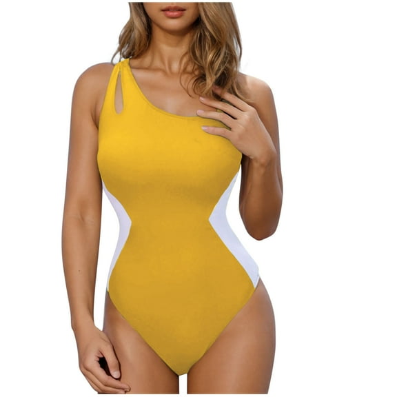 Tumotour One-Piece Swimsuit For Women With Breast Pad And No Steel Support Sexy Plunging V Neck Bathing Suit Open Back One Piece Swimsuits