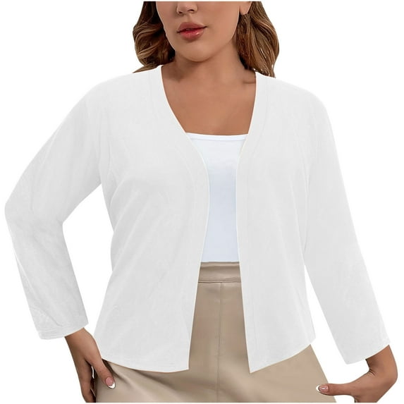 Tumotour Open Front Cardigan For Women Shawl Long Sleeve V Neck Crop Sweaters Cardigans Knit Casual Solid Color Lightweight Soft Cardigans