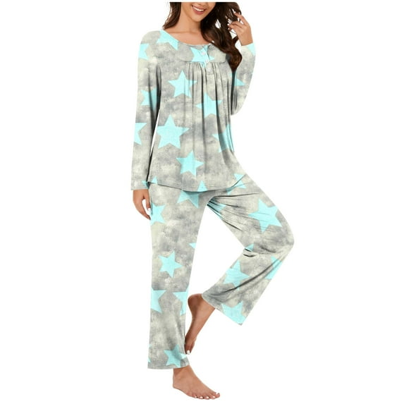 Tumotour Pajama Sets For Women 2 Piece Loungewear Long Sleeve Shirts And Pants Pjs Outfits Fall Sleepwear With Pockets