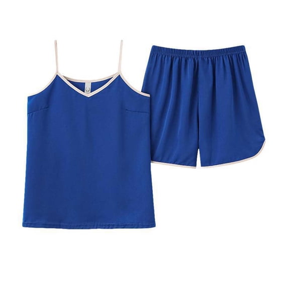 Tumotour Pajama Sets For Women Solid Color Shorts Pajama Sets Soft 2 Piece Pajamas Lounge Set Sleep Sleepwear Sleeveless Tank Top And Shorts Sleepwear Lounge Set