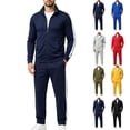 thumbnail image 1 of Tumotour Plus Size 2 Piece Sweatsuits for Men'S Color Block Stand Collar Full Zip Long Sleeve Jacket with Sweatpants Tracksuit Set Drawstring Elastic Waist Athletic Workout Running Sportswear Set, 1 of 9