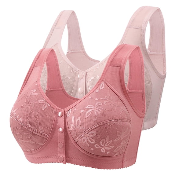 Tumotour Plus Size Bra For Women Solid Color Steel Ring Oversized Gathering Underwear Daily Adjustable Underwear Bra