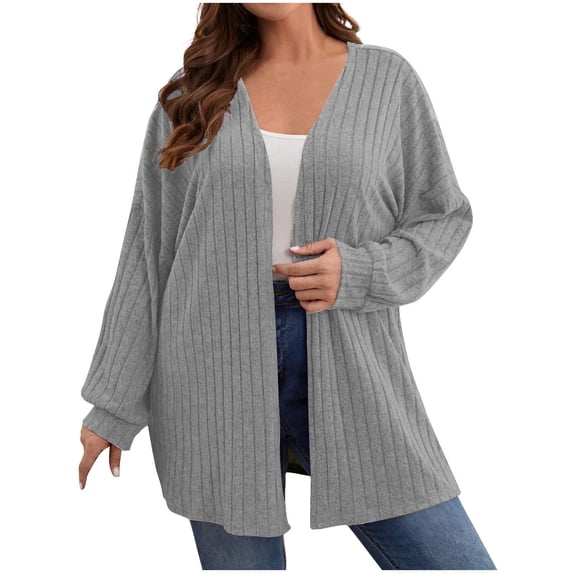 Tumotour Plus Size Long Cardigan for Women's Leisure Long Sleeve Knit Open Front Outerwear Coats Fall Sweaters Outfits