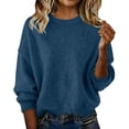thumbnail image 1 of Tumotour Plus Size Pullover Sweater for Women's Crew Neck Long Sleeve Knitted Pullover Fall Top Solid Color Winter Sweaters Outfits, 1 of 4