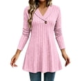 thumbnail image 1 of Tumotour Plus Size Pullover Tops for Ladies' Swing Flowy Blouse To Wear with Leggings Long Sleeved V-Neck Fall Tunic Shirt, 1 of 9