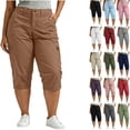 thumbnail image 1 of Tumotour Plus Size Summer Cargo Shorts for Women's Solid Color Straight-Leg Shorts Elastic Waist Casual Bermuda Shorts with Pockets, 1 of 9