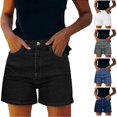 thumbnail image 1 of Tumotour Plus Size Summer Jeans Shorts for Women'S Casual Straight-Leg Shorts Cut-Off Shorts Bermuda Shorts with Pocket, 1 of 10