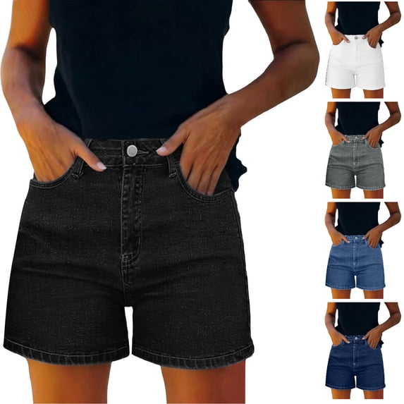 Tumotour Plus Size Summer Jeans Shorts for Women'S Casual Straight-Leg Shorts Cut-Off Shorts Bermuda Shorts with Pocket