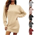 thumbnail image 1 of Tumotour Plus Size Sweater Dress for Women's Knit Bodycon Mini Dress Crew Neck Long Sleeve Fall Tunic Dress, 1 of 10