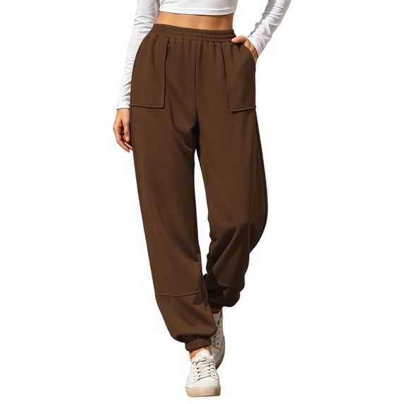 Tumotour Plus Size Sweatpants for Women Elastic High Waist Cuffed Pants Casual Drawstring Athletic Workout Running Joggers with Side Pockets