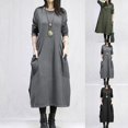 thumbnail image 1 of Tumotour Plus Size T-Shirt Dress for Women's A-Line Sweatshir Long Dress Crew Neck Long Sleeve Fall Tunic Dress with Pocket, 1 of 7