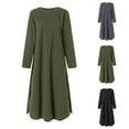 thumbnail image 1 of Tumotour Plus Size T-Shirt Dress for Women's A-Line Sweatshirt Long Dress Crew Neck Long Sleeve Fall Tunic Dress, 1 of 5