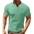 thumbnail image 1 of Tumotour Pullover Henley Shirts For Men V Neck Short Sleeve Buttons Slim Fit T-Shirts Casual Solid Color Loose Comfortable Sports Summer Tops Blouses, 1 of 3