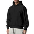 thumbnail image 1 of Tumotour Pullover Hoodies For Men Casual Loose Solid Color Crew Neck Long Sleeve Drawstring Suede Kangaroo Pockets Baggy Fitting Hooded Tops, 1 of 1