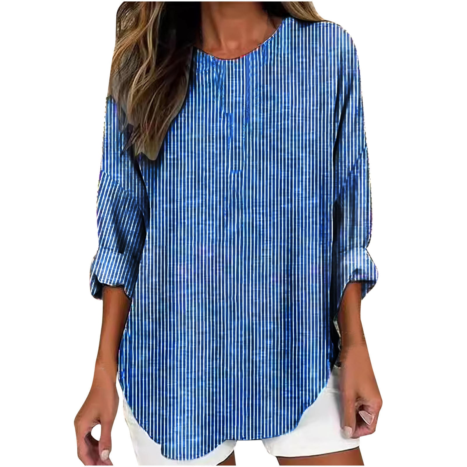 Simple Home Casual And Comfortable Striped Pullover T-shirt Tops Women