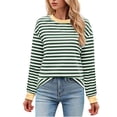 thumbnail image 1 of Tumotour Pullover Shirts For Women Striped Crewneck Long Sleeve Tunic Tops 2024 Fall Fasion Casual Loose Fit Pullover Tops, 1 of 5