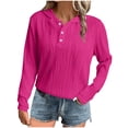 thumbnail image 1 of Tumotour Pullover Sweatshirt For Women Button V Neck Long Sleeve Casual Pullover Sweatshirt Sleeve Solid Lightweight Hooded Tops, 1 of 6