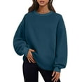 thumbnail image 1 of Tumotour Pullover Sweatshirts For Women Long Sleeve Crew Neck Side Slit Tunics Tops Pockets Oversized Solid Color Lightweight Loose Fit Pullover Sweatshirts, 1 of 8