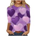 thumbnail image 1 of Tumotour Pullover Sweatshirts For Women Crew Neck 3/4 Sleeve Valentine'S Day Printed Tops Casual Cute Tunic Tops Tees Blouses Loose Pullover Tops, 1 of 5