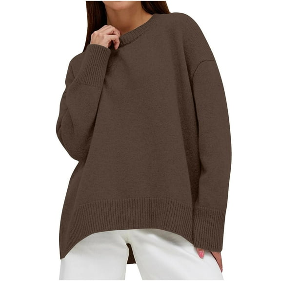 Tumotour Pullover for Women Crew Neck Long Sleeve Knitted Shirts Casual Loose Top Lightweight Sweatshirts Blouse Tops