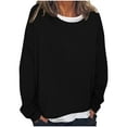 thumbnail image 1 of Tumotour Pullover for Women False Two Piece Crew Neck Long Sleeve T Shirts Casual Loose Top 2025 Lightweight Sweatshirts Blouse Tops, 1 of 6