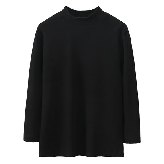 Tumotour Pullover shirts For children Half-high Crew Neck Long Sleeve Fleece Padded Warm Bottoming Tops Middle And Large Children Candy Color Lightweight Casual Loose Fit Comfortable Pullover shirts