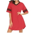 thumbnail image 1 of Tumotour Short Nightgowns For Women V-Neck Mini Dress Pajamas Loungewear Nightgown Summer Casual Sleepwear Short Sleeve Sleep Dress Solid Color T-Shirt Nightshirt, 1 of 9