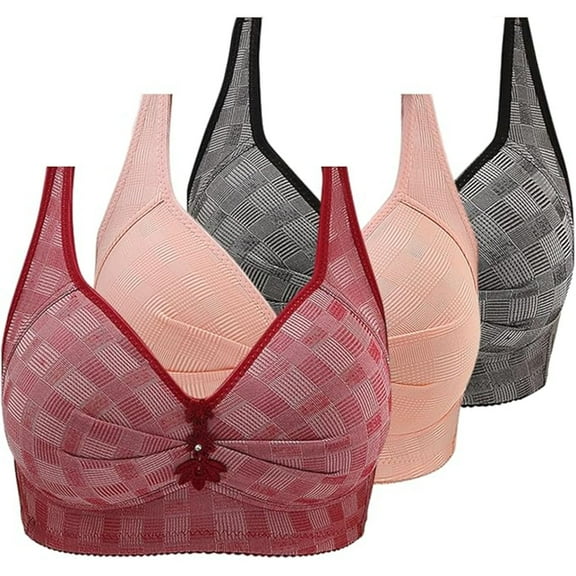 Tumotour Sports Bra For Women Non Steel Ring Style Bra Gathered Middle Button Breathable Underwear Adjustable Daily Bra