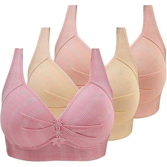 Tumotour Sports Bra For Women Non Steel Ring Style Bra Gathered Middle Button Breathable Underwear Adjustable Daily Bra