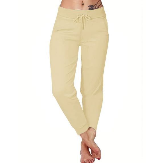 Tumotour Straight Leg Pants For Women High Waisted Drawstring Trousers Solid Color Casual Loose Yoga Sweatpants Comfy Lounge Bunched Feet Pants