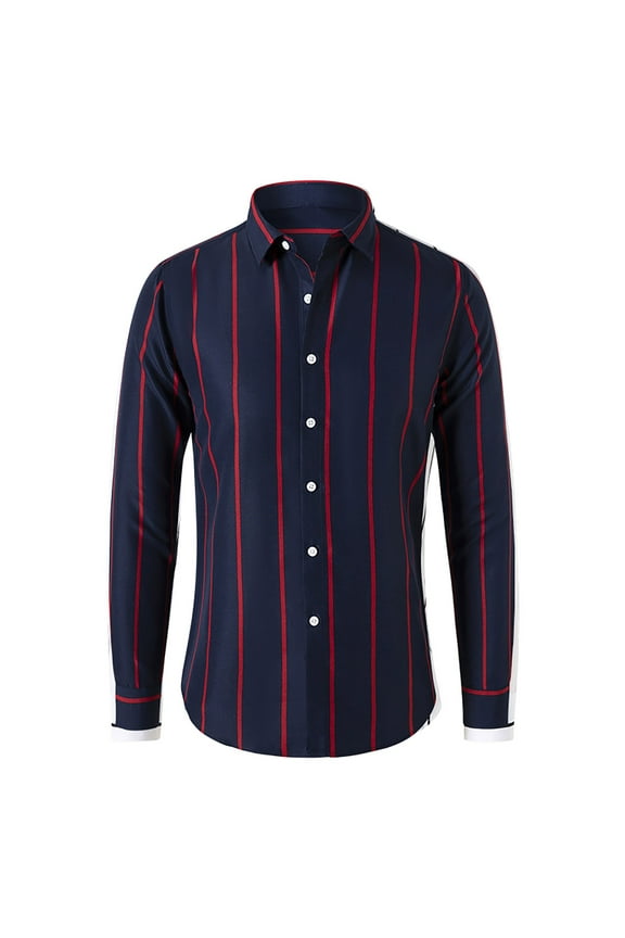 Striped Shirt For Men Button Down Lapel Crew Neck Long Sleeve Top Casual Simplicity Korean Slim Fit Business Work Top Shirts