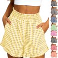 thumbnail image 1 of Tumotour Summer Board Shorts for Women'S Ruffled High Waist Plaid Athletic Workout Shorts Wide-Leg Pants Side Pockets, 1 of 7