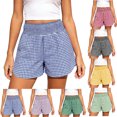 thumbnail image 1 of Tumotour Plus Size Summer Board Shorts for Women's High Waist Elastic Wide Leg Jogging Shorts Casual Plaid Beach Shorts with Pocket, 1 of 10