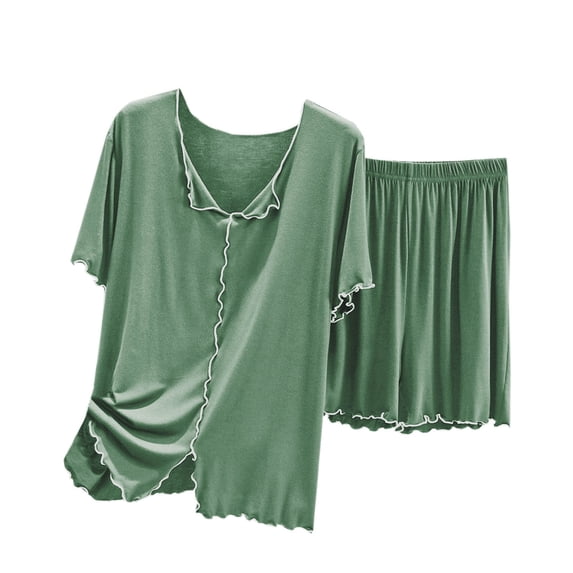 Tumotour Summer Button Up Pajama Set For Women Shorts Short Sleeve Sleepwear Set Home Suit 2 Pice Pajamass Sets Soft Casual Lounge Sets