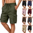 thumbnail image 1 of Tumotour Summer Cargo Shorts For Men'S Solid Color Pocket Drawstring Bermuda Shorts Elastic Waistband Straight-Leg Shorts, 1 of 6