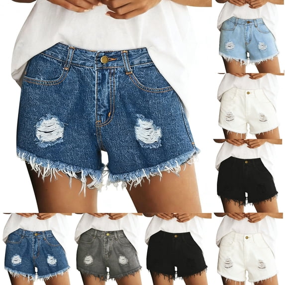 Tumotour Summer Denim Shorts for Women's Outdoor Work Shorts Jogging Walkshort Straight-Leg Shorts with Pocket
