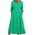 thumbnail image 1 of Tumotour Summer Dress for Women Homecoming Dresses Maxi Dress for Women T-Shirt Dress Women's Fashion Solid Color Casual Summer Short Sleeve V-Neck Dress, 1 of 7