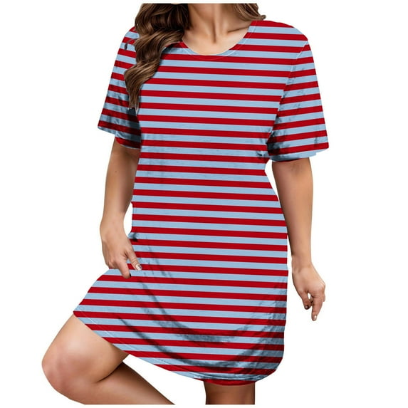 Tumotour Summer Dresses For Women Crew Neck Short Sleeve T Shirt Dress Nightgown Loose Basic Womens Clothes Dresses Swing Dressy