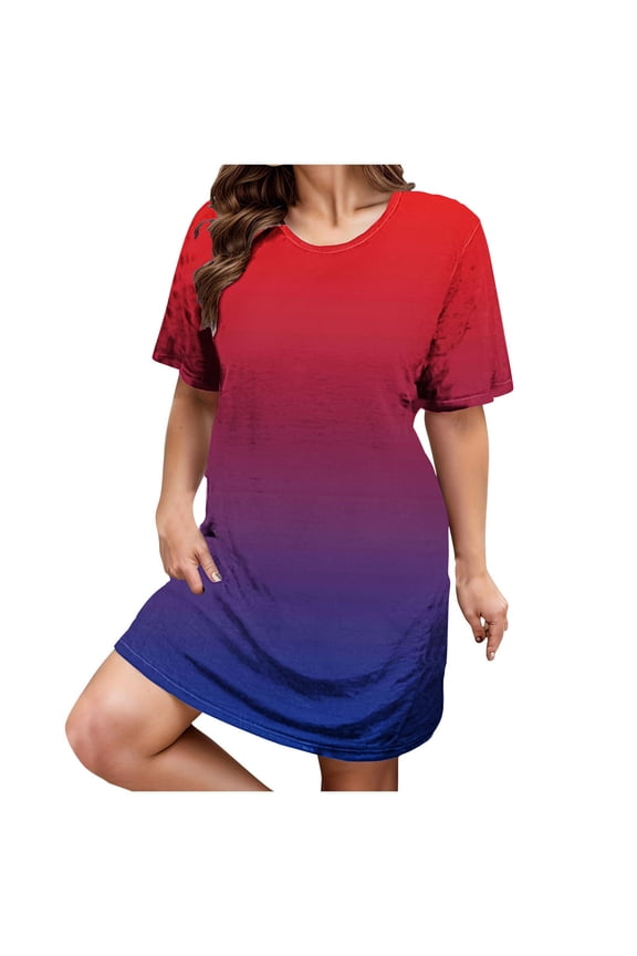 Summer Dresses For Women Crew Neck Short Sleeve T Shirt Dress Nightgown Loose Basic Womens Clothes Dresses Swing Dressy
