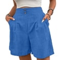 thumbnail image 1 of Tumotour Summer Linen Shorts for Women's Elastic Waist Outdoor Work Shorts Jogging Walkshort Straight-Leg Shorts, 1 of 7