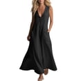 thumbnail image 1 of Tumotour Summer Maxi Dress For Women'S V-Neck Button Flowy A-Line Dress T-Shirt Long Dress Buttoned Beach Sleeveless Sundress, 1 of 7