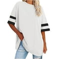 thumbnail image 1 of Tumotour Summer Oversized T-Shirts For Womens Top Loose Stripe Half Sleeve Tees Crew Neck Color Block Cotton Tunic Tops Plus Gym Workout Top, 1 of 7
