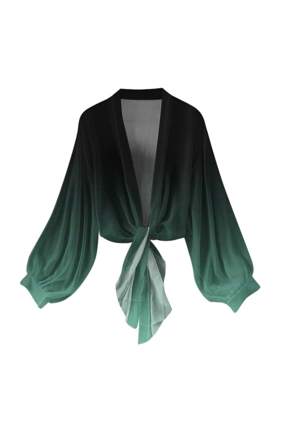 Summer Shrugs Coats For Women Chiffon Tie Front Bell Sleeve Summer Long Sleeve Shawl Cropped Cardigans For Wedding Bride Dresses