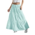 thumbnail image 1 of Tumotour Summer Skirt For Teen Drawstring Casual Maxi Skirt A-Line Flowy Ruffle Tiered Elastic High Waist Beach Floral Long Skirts, 1 of 9