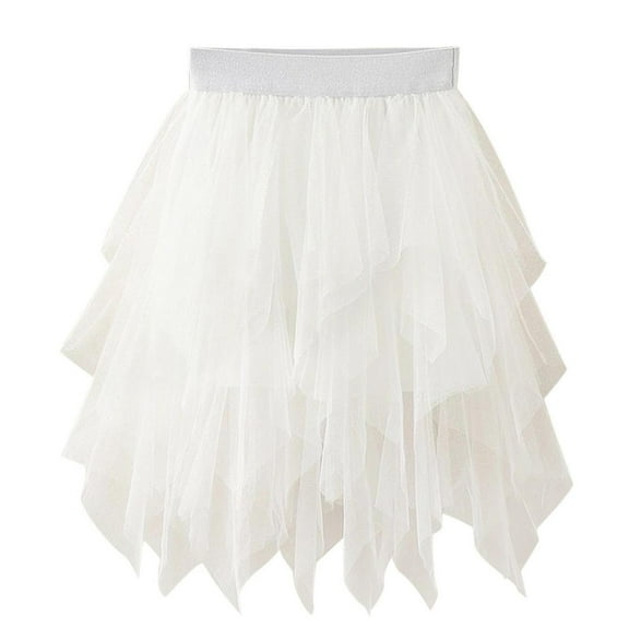 Tumotour Summer Skirt For Teen Solid Color Layered Birthday Party Dance Skirts Puffy Mesh Skirt Layered Princess Cute Tiered Skirt