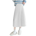 thumbnail image 1 of Tumotour Summer Skirt For Women Pleated Midi Skirt High Waist Pleated Skirt Casual Chiffon Elastic Solid Color A-Line Long Skirts, 1 of 7