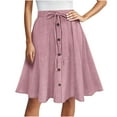 thumbnail image 1 of Tumotour Summer Skirt For Women Slit Pleated A Line Skirt Stretch Button Down High Waist A-Line Flared Midi Straight Skirts, 1 of 9